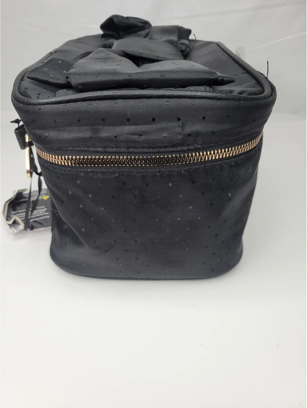 BEBE Travel Cosmetic Train Case Bag Zip Around  with Bow Black